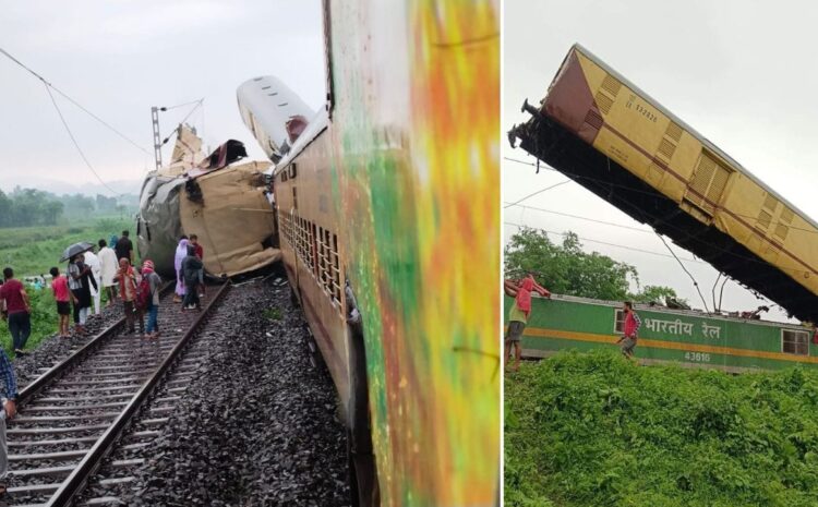 मालगाड़ी ने कंचनजंगा एक्सप्रेस को मारी टक्कर,3 डिब्बे पटरी से उतरे,हवा में लटकी बोगी