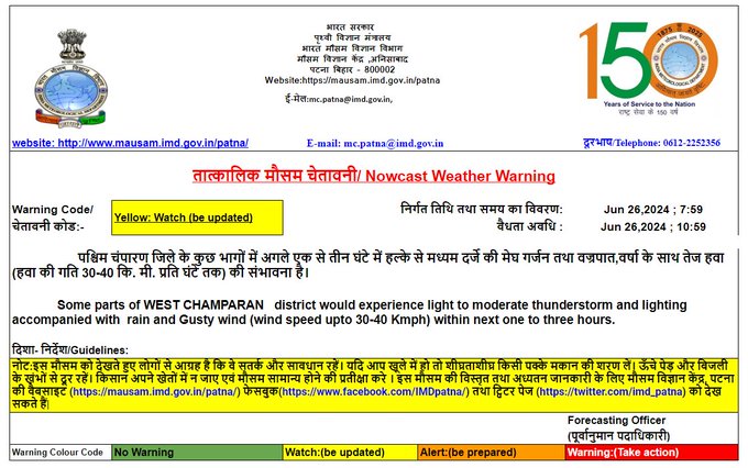 मौसम विभाग का लेटेस्ट अपडेट आया सामने,बिहार के कई जिलों में खूब होगी बारिश