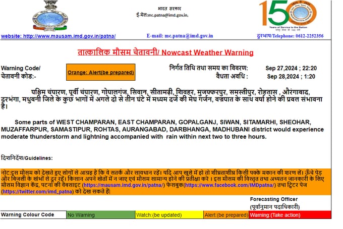 बिहार में बारिश के वजह से आई बाढ़,48 घंटे के लिए जारी हुआ रेड अलर्ट! 1 1000397060