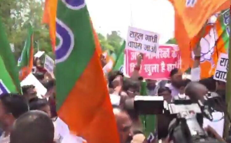 राहुल का बीजेपी कार्यकर्ताओं ने किया विरोध,राहुल गांधी वापस जाओ का खूब लगा नारा